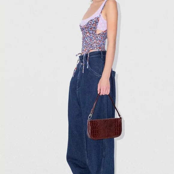 By Far RACHEL NUTELLA CROCO EMBOSSED LEATHER NWT - Picture 5 of 14